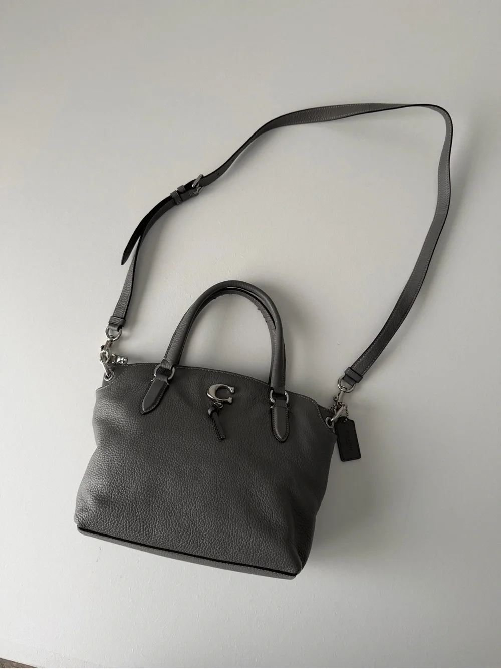 Grey Coach Leather Shoulder Bag